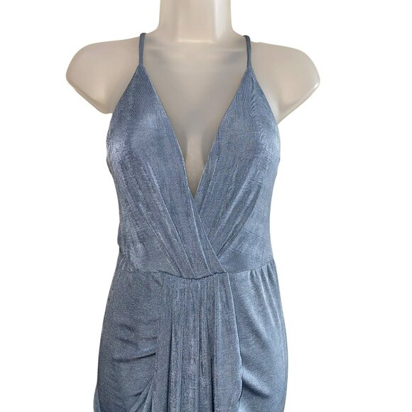 New Mable Blue Date Night MIDI Deep V-Neck & Crisscross Back Medium - Picture 13 of 15
